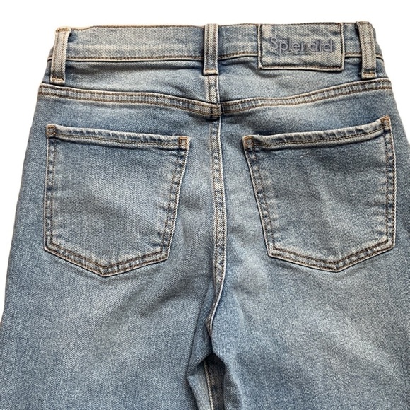 Splendid High Rise Flared Leg Button Fly Light Wash Destroyed Hem Jean Size 25 - Picture 8 of 13